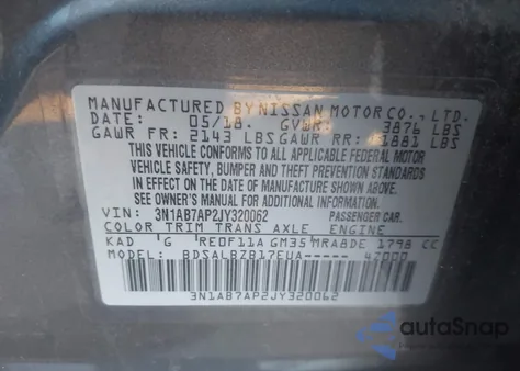 2018 Nissan Sentra S из США, поврежденный, VIN 3N1AB7AP2JY320062